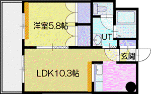 ハイツTKYII(1LDK/3階)の間取り写真