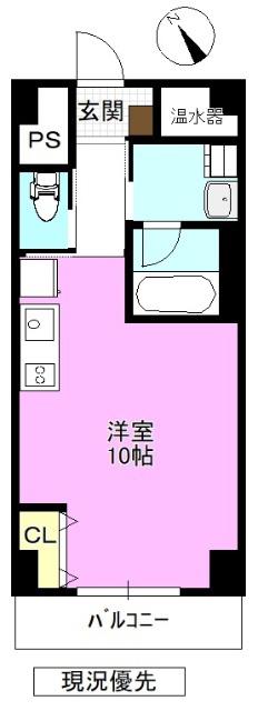 ベルトゥール東口(ワンルーム/9階)の間取り写真
