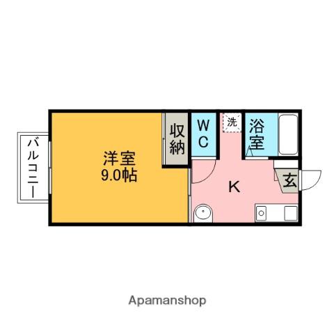 ハーモニータウンB(1K/2階)の間取り写真