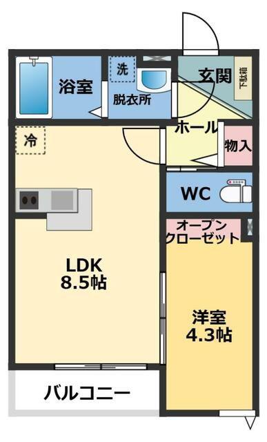 メゾン・ドゥ・アッシュ市川II(1LDK/1階)の間取り写真