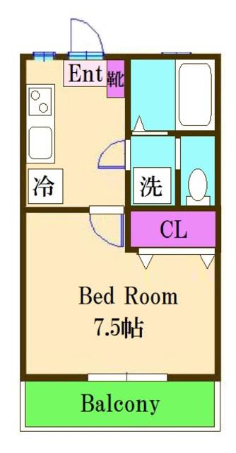 リアルフラット(ワンルーム/1階)の間取り写真