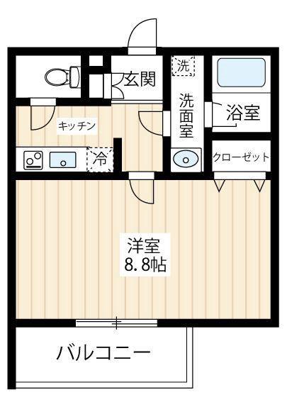 ARCOBALENO KAWASAKIHIRAMA(1K/3階)の間取り写真