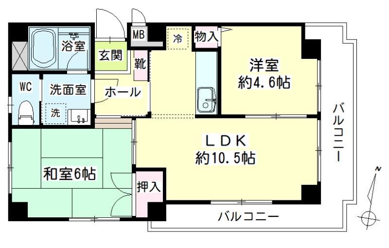 アーバングリーン金森(2LDK/3階)の間取り写真