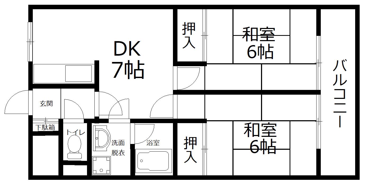 コーポ米沢(2DK/1階)の間取り写真