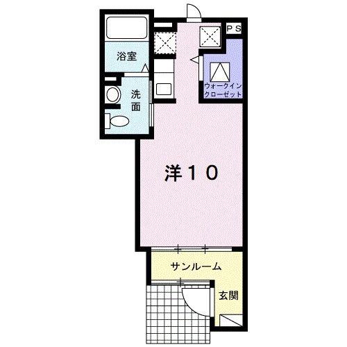 アクティブ(ワンルーム/1階)の間取り写真