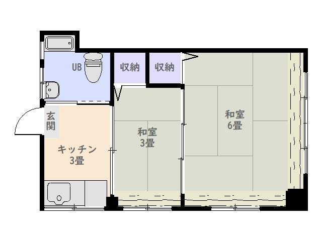甲東ビル(2K/4階)の間取り写真