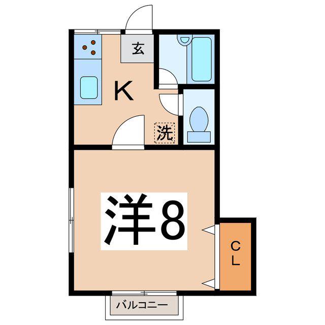 川田町アパート(1K/2階)の間取り写真