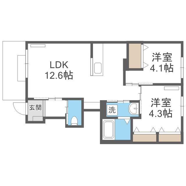 原町2丁目アパート(2LDK/1階)の間取り写真