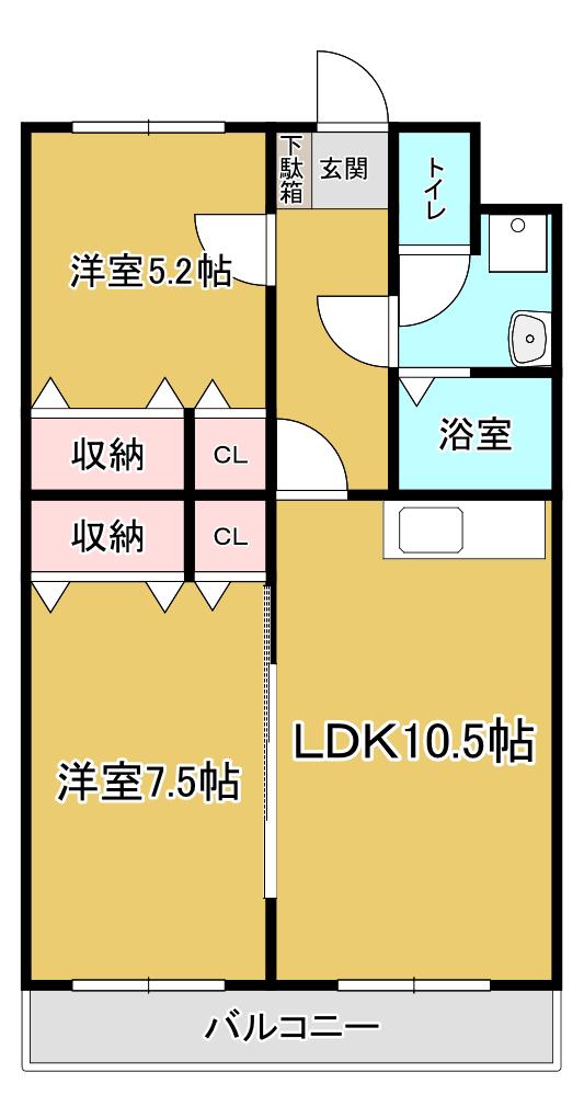 キャセロール青森I(2LDK/1階)の間取り写真