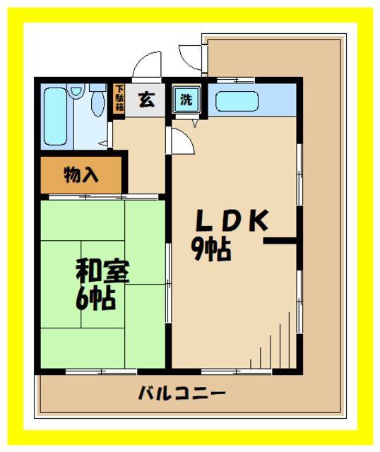 ハイブリッジ向ヶ丘(1LDK/1階)の間取り写真