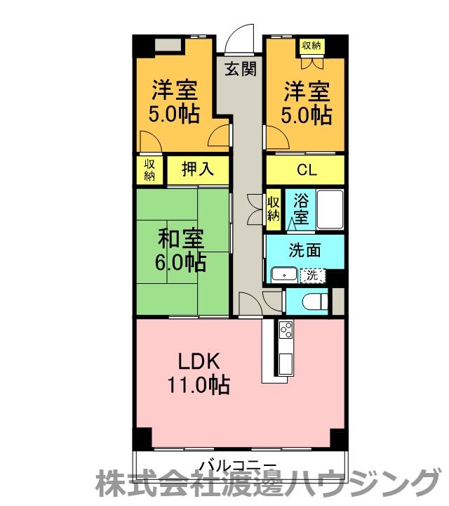 ラフィーネ上牧(3LDK/4階)の間取り写真