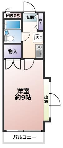 ミリオンコート久米川駅前(1K/4階)の間取り写真