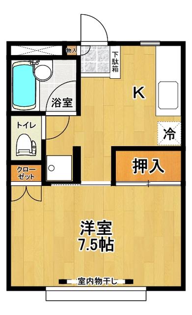大沼コーポ(1K/1階)の間取り写真