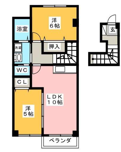 シャイニング・スターB(2LDK/2階)の間取り写真