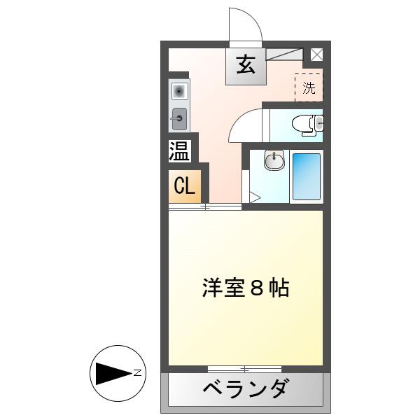 サンシティ杉山V(1K/2階)の間取り写真