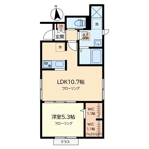 PRIMERO(1LDK/1階)の間取り写真