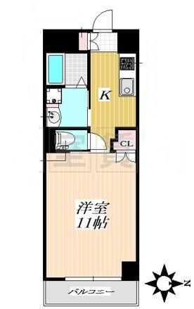 グランダール吹上(1K/9階)の間取り写真