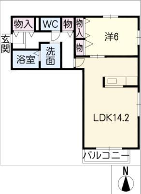 メゾンベール林(1LDK/2階)の間取り写真
