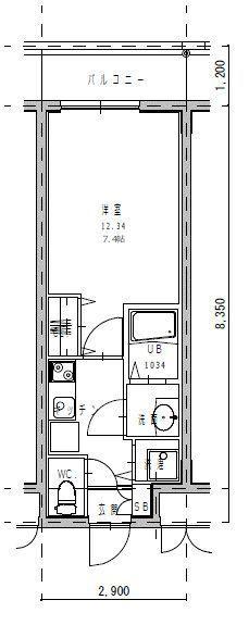 RESIDENCETAKAMIYA(1K/3階)の間取り写真