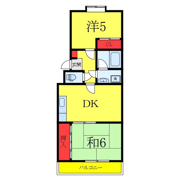ウインヒルズ(2DK/2階)の間取り写真