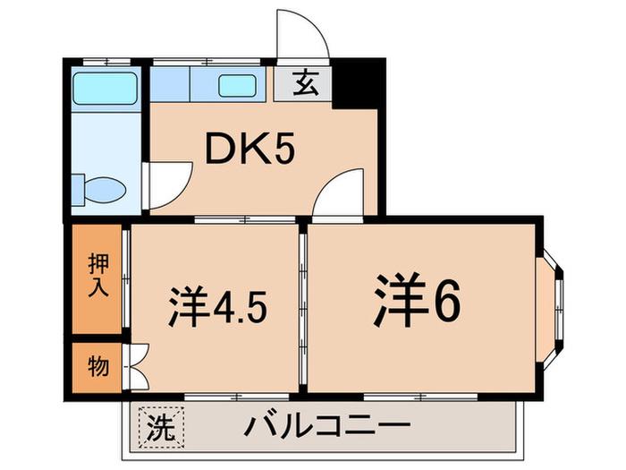 第1YMビル(2DK/3階)の間取り写真