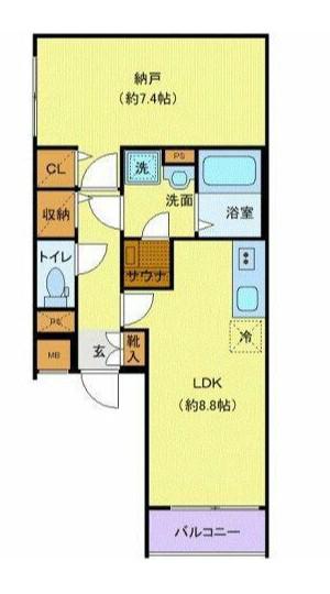 FURVAL八丁堀(1LDK/4階)の間取り写真