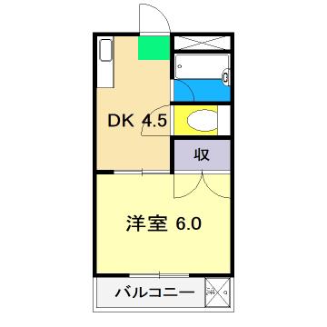 西山ハイツ1(1DK/2階)の間取り写真