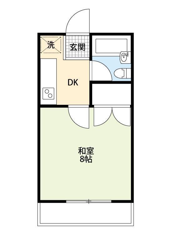 グリーンベルI(1K/2階)の間取り写真