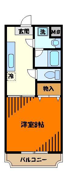 グリシーヌI(1K/2階)の間取り写真