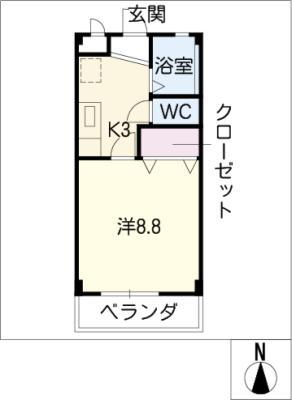 ラ・メゾン・タナカC(1K/2階)の間取り写真