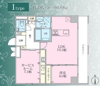 PLUMERIA(1SLDK/12階)の間取り写真