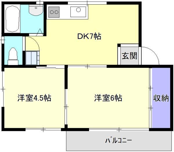 コーポK(2DK/1階)の間取り写真