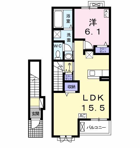グランチェルト(1LDK/2階)の間取り写真