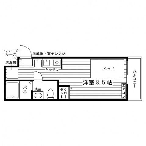 G-PLUS 北野白梅町(ワンルーム/2階)の間取り写真