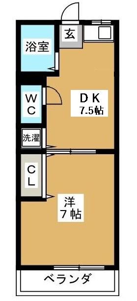 第1きよし荘(1DK/2階)の間取り写真