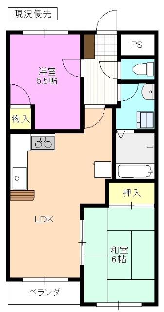 メゾン21住吉A(2LDK/2階)の間取り写真