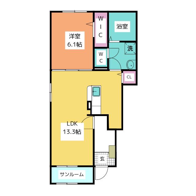 シュエット(1LDK/1階)の間取り写真