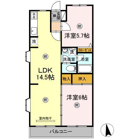 カサベルデU(2LDK/3階)の間取り写真
