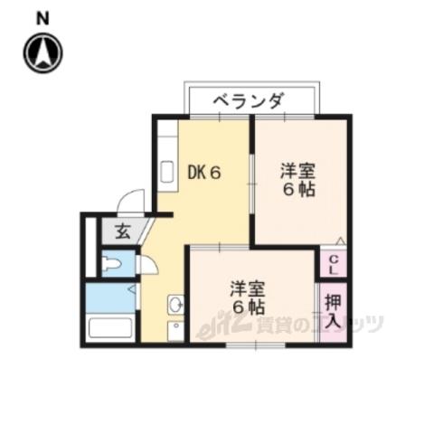 セジュール西山(2DK/2階)の間取り写真
