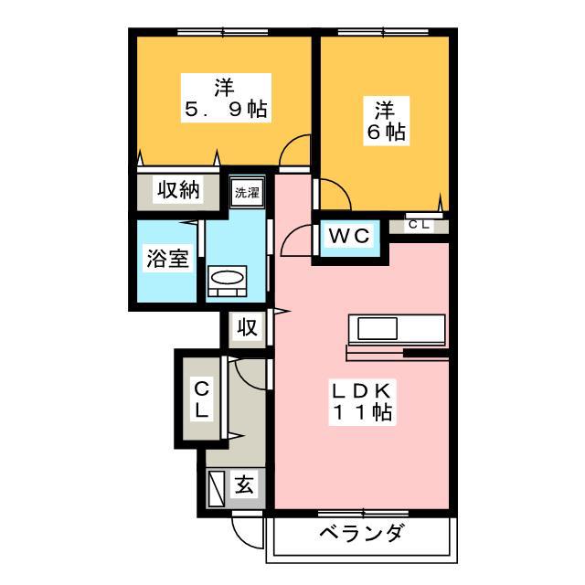パルティール(2LDK/1階)の間取り写真