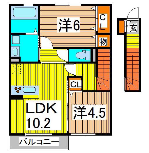アンテ クラージュ(2LDK/2階)の間取り写真
