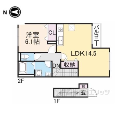 クレメント大和高田Ⅰ(1LDK/2階)の間取り写真