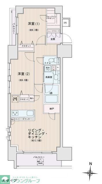 エスティメゾン錦糸町II(2LDK/7階)の間取り写真