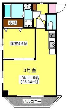 ASANTE稲毛海岸(1LDK/4階)の間取り写真
