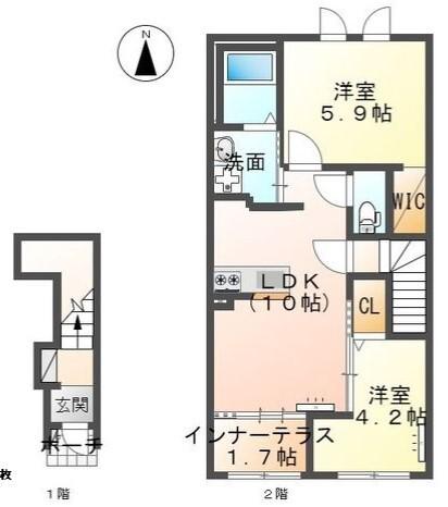 NEXUS ネクサス(2LDK/2階)の間取り写真