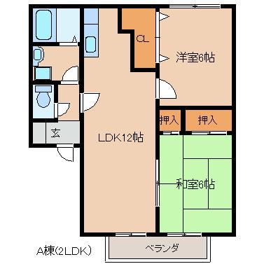 グリーンタウン津留崎(2LDK/2階)の間取り写真