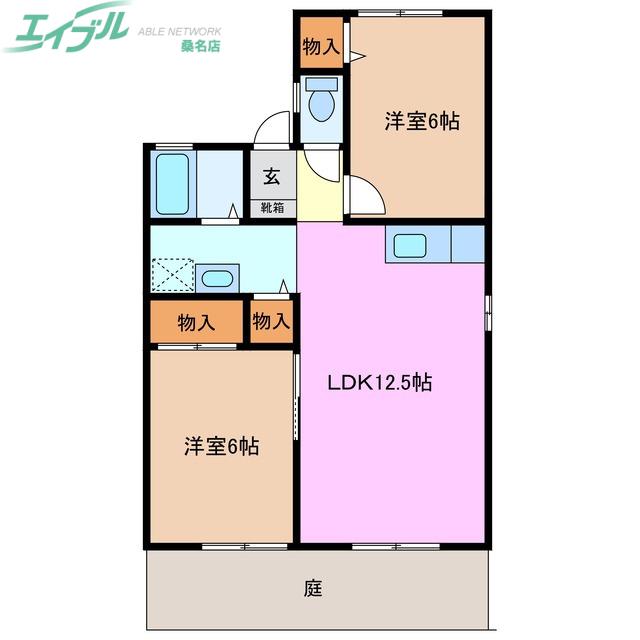 グリーンハイツD(2LDK/1階)の間取り写真