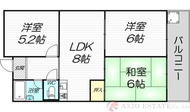 淀川中央マンション(3DK/2階)の間取り写真