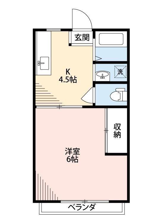 アプローズ1(1K/2階)の間取り写真