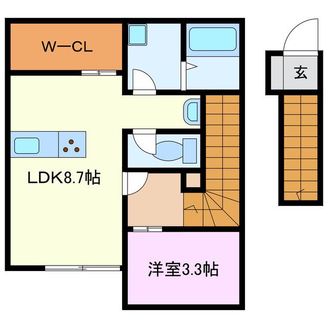 ジルメゾン(1LDK/2階)の間取り写真